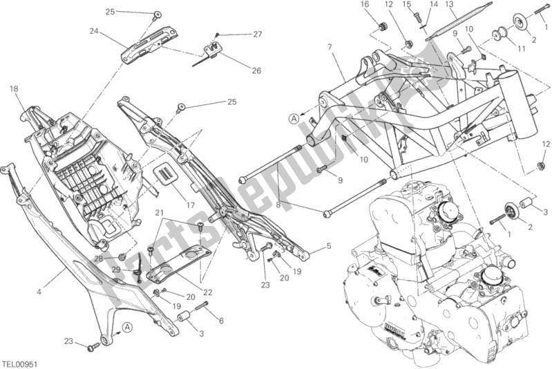 All parts for the Frame of the Ducati Hypermotard 939 SP 2017